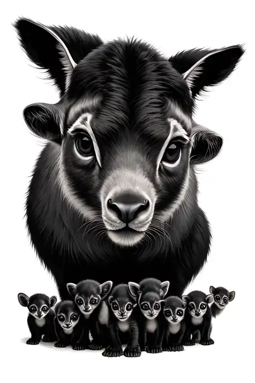 Mama Animal With 7 Babies