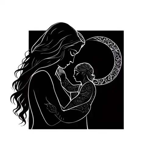 Sagittarius Mother Holding Aries Baby Girl Side Profile