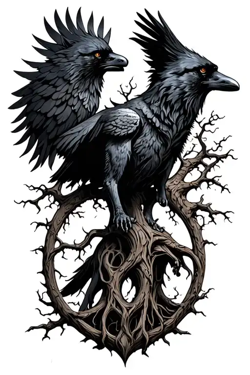 Odin Ravens Wolf Tree Of Life