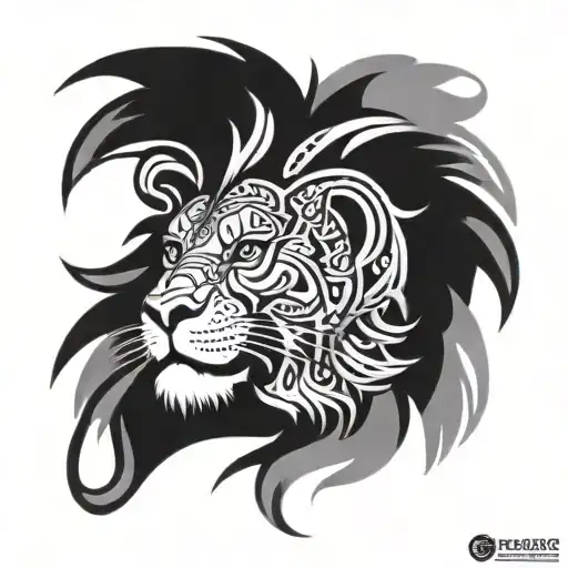 Polynesian Style Tattoo Lion Head Protect Your Energy