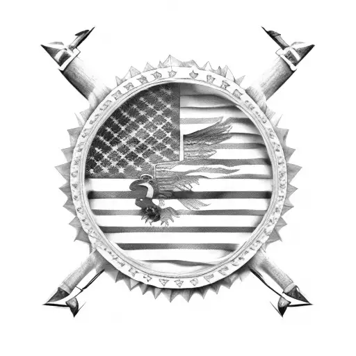 American Flag On Spartan Sheild