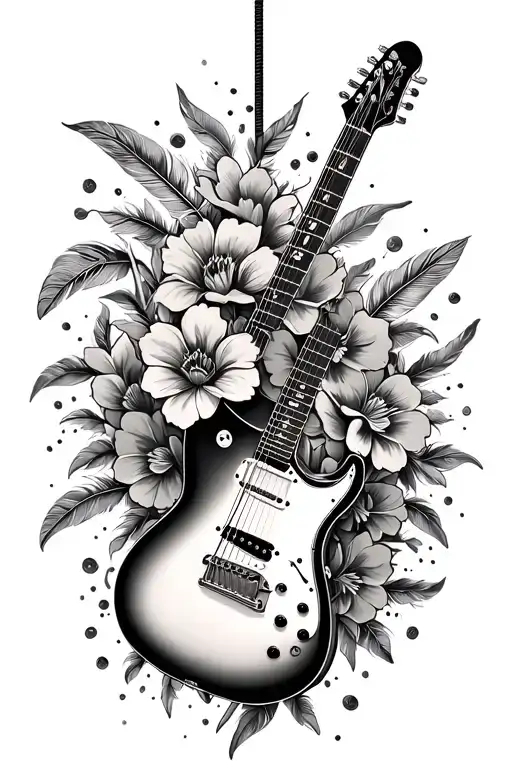 Electric Guitar Flowers Or Feathers Hanging