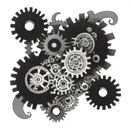 Dainty Flower Intertwined With Mechanical Gears