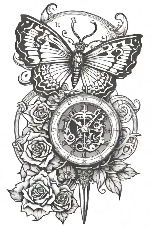 Butterfly Sword Clock