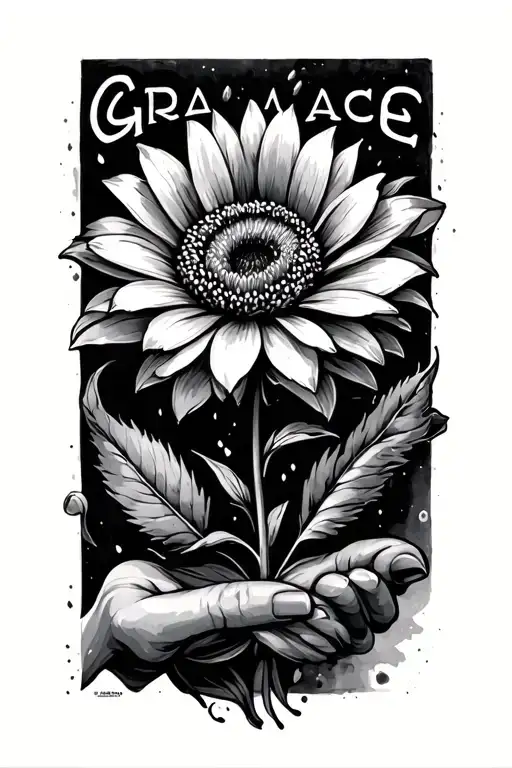 Vertical Flower With The Word Grace As The Stem Being Held