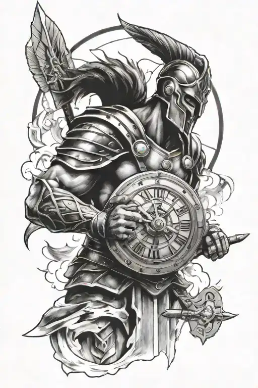 Gladiator Warrior With Clock