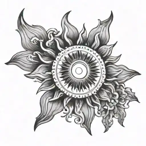 Sun Tattoo For A Female Chest