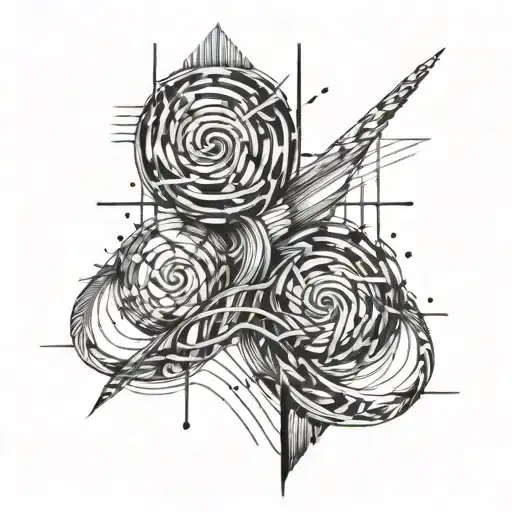 Under Knee Tattoo With Lines Connecting Different