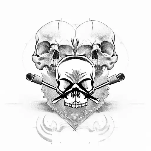 A Tattoo Of A Mechanic Skull Wrenching A Chopper Bike