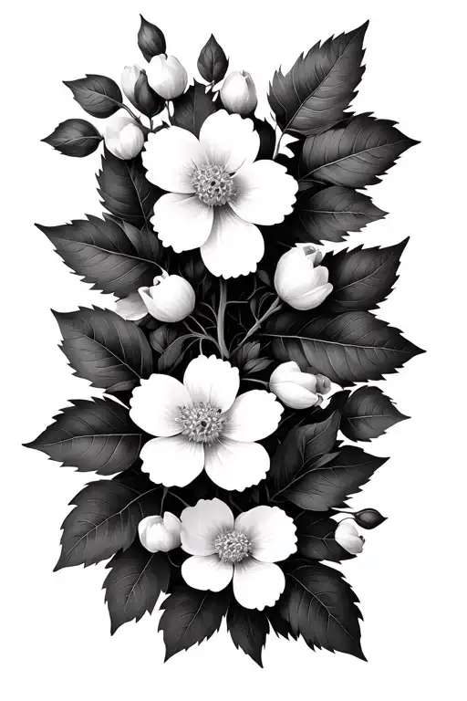 Vine Leaves Surrounding Small White Blossoming Flowers