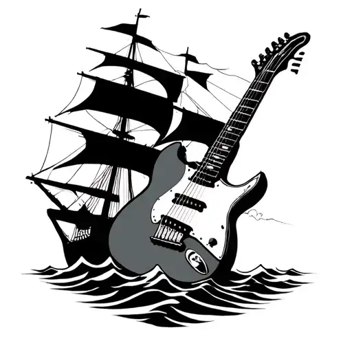 Guitar And Ship Sailing