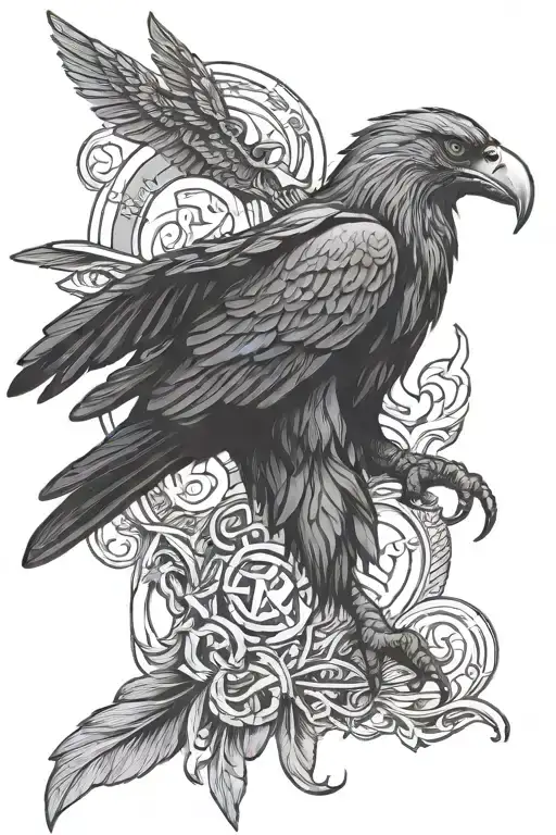 Odin God Of War With Ravens Huginn And Muninn