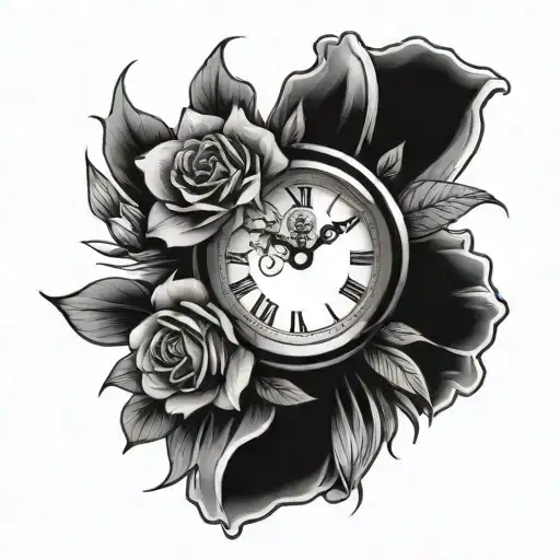 Clock And Flowers