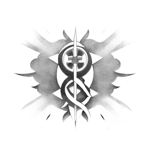 A Minimalist Tattoo Of A Nurse Symbol Merged With A Video Game Symbol