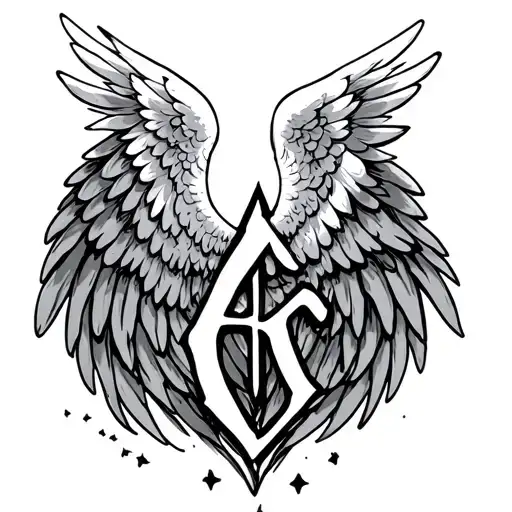 Angel Wings With Letter