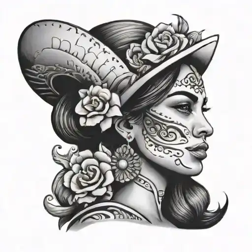 Mexican Woman Face And Pink