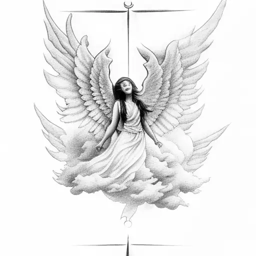 Angel Ascending Up To Heaven Through The Clouds