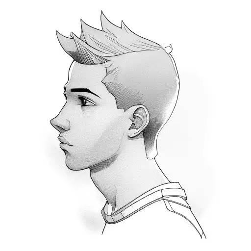 Boy Profile Silhouette With The Sun Behind It