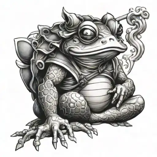 Samurai Frog Smoking