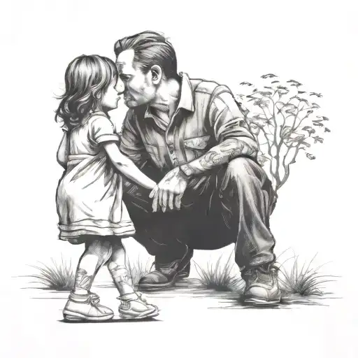 Father And His Daughter Walking