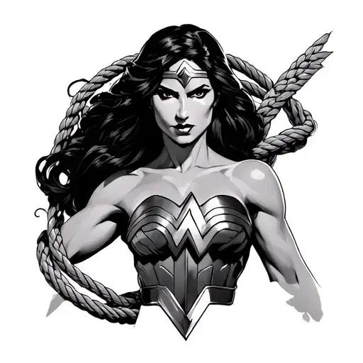 Wonderwoman Symbol And Lasso Of Truth On Arm Sleeve
