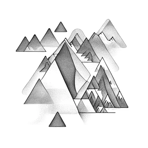 A Mountain Landscape Composed Of Geometric Shapes