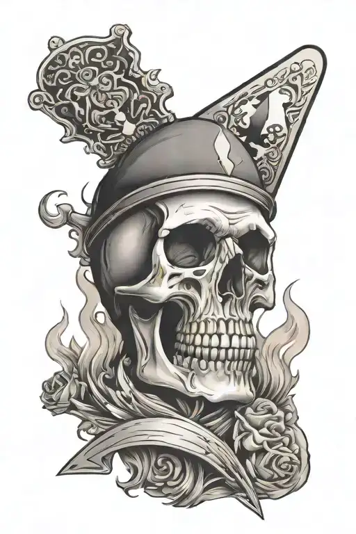A Skull Holding A Burning Ace Of Spades Card