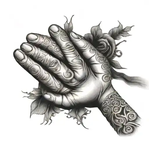 A Dad Hand Honding Daughters Hand