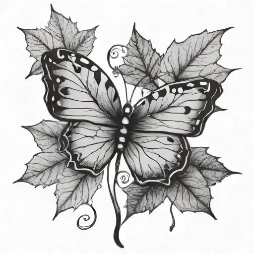 Maple Leaf And Butterfly