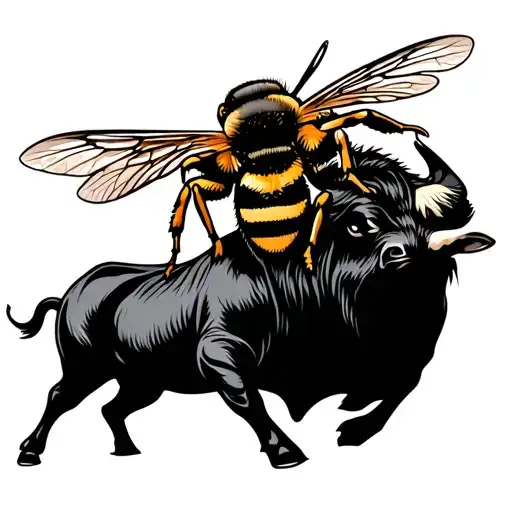 Honeybee Flying On Top Of A Bull
