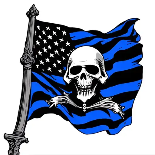 Grim Reaper Hells Hate Cemetery This Blue Line Flag