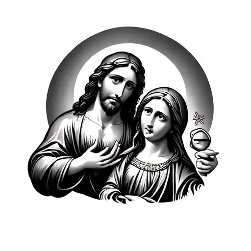 Jesus And Mary Holding