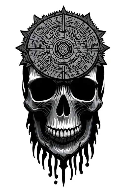Aztec Calendar With Skull