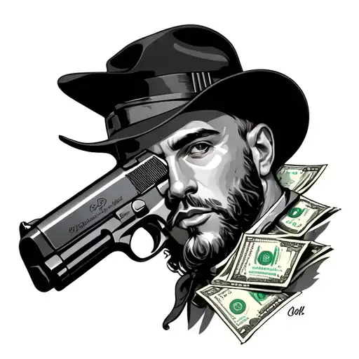Masculine Man Ande Gun And Money Pinterest
