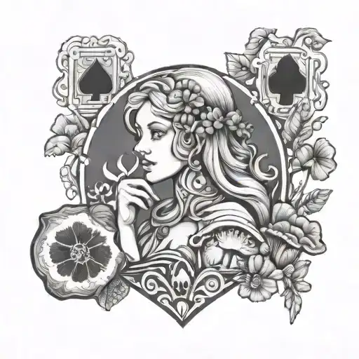 Gaia Blonde Woman Magic Mushrooms And Playing Card 4 Of Hearts