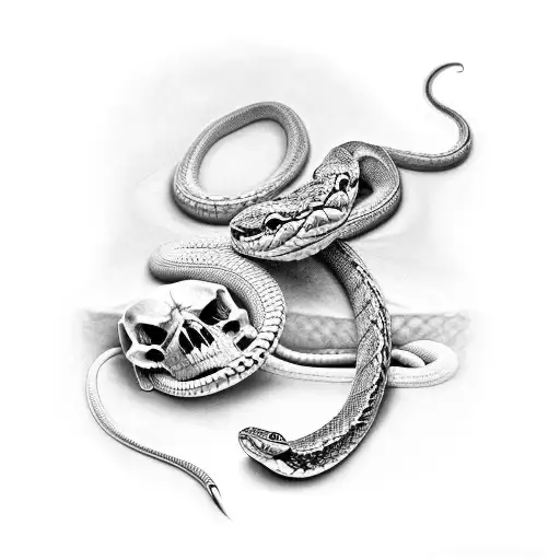 A Realistic Snake With Animal Skulls Forming Its Scales