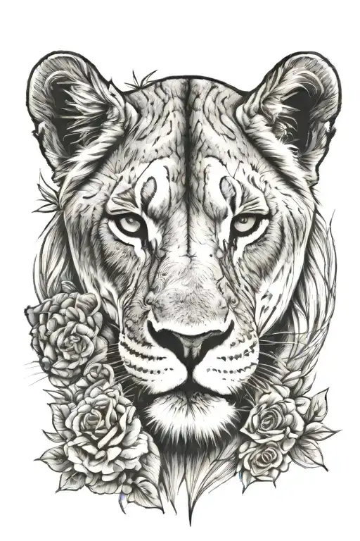 Lioness With 3 Kids Easy Outlines