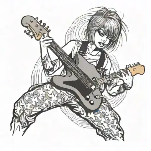 Rita Lee In Star Jumpsuit And Electric Guitar