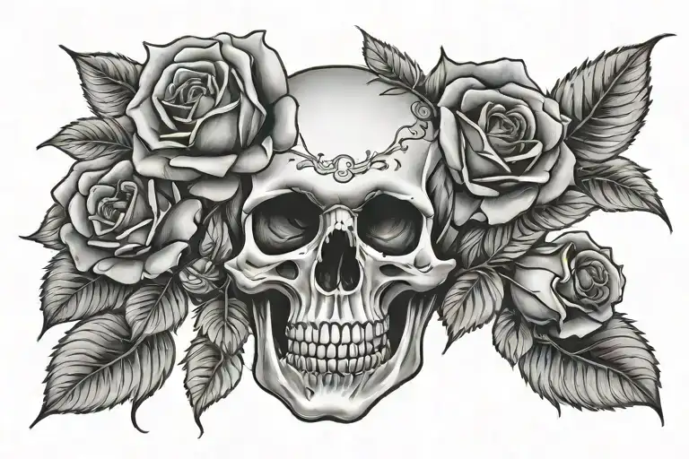 Skull And Roses With The Name Kaela