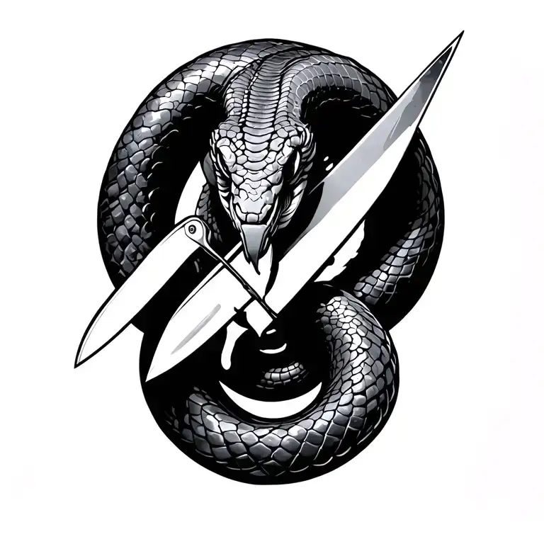 Snake With Knife Through Its Head