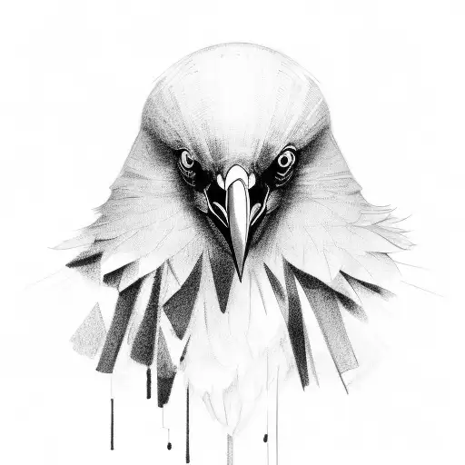 A Black And Grey Sketch Of A Crow Wearing A Metal Band T-shirt