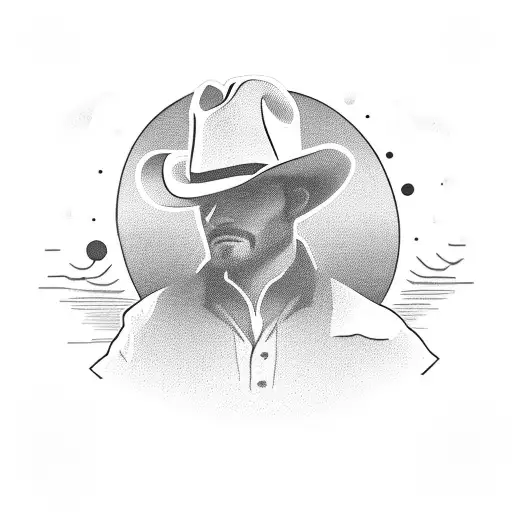 Cowboy Silhouette Into Sunset