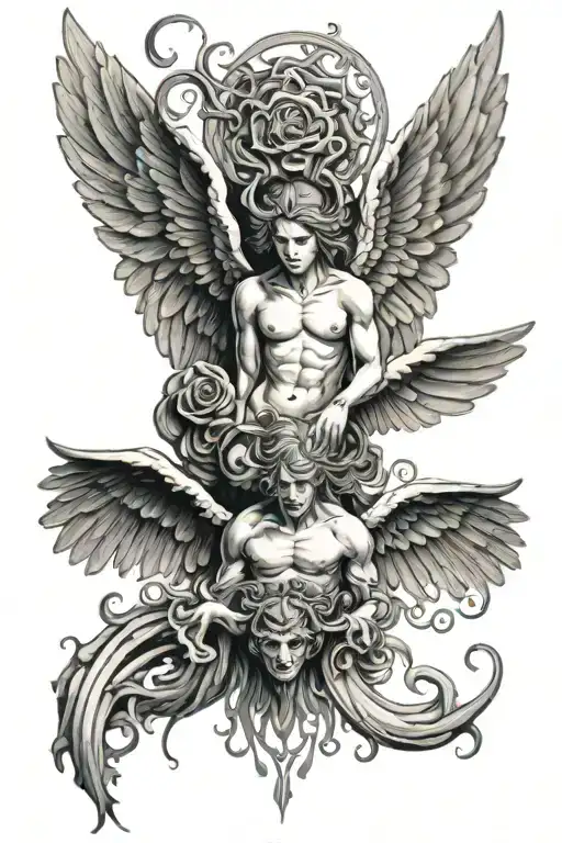 Angel And Devil Wings Spread