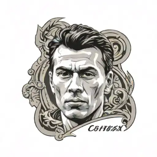 A Portrait Of Vasil Levski With The Levski Sofia Logo In The Background