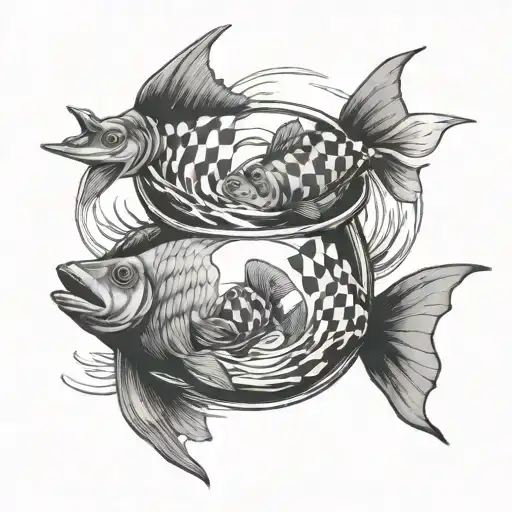 Two Lost Souls Swimming In A Fish Bowl With Checkered Racing Flags