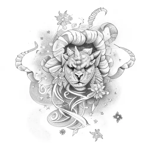 Constellation Scorpio And Flowers