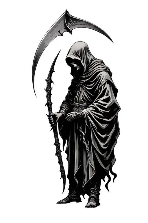 Crimson Reaper Holding A Scythe