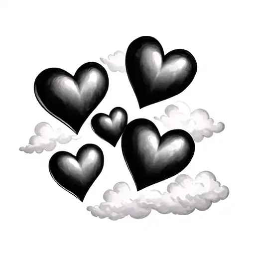 Hearts In Cloud Background Black And White Image