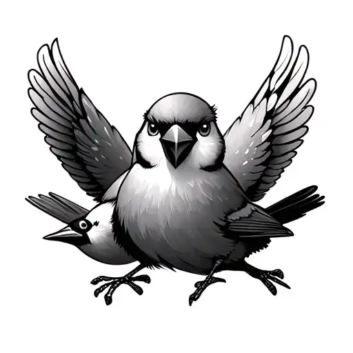 3 Cartoon Birds Singing