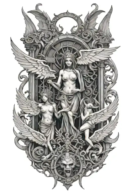 Hell's Gate Guarded By Female Demons With Wings